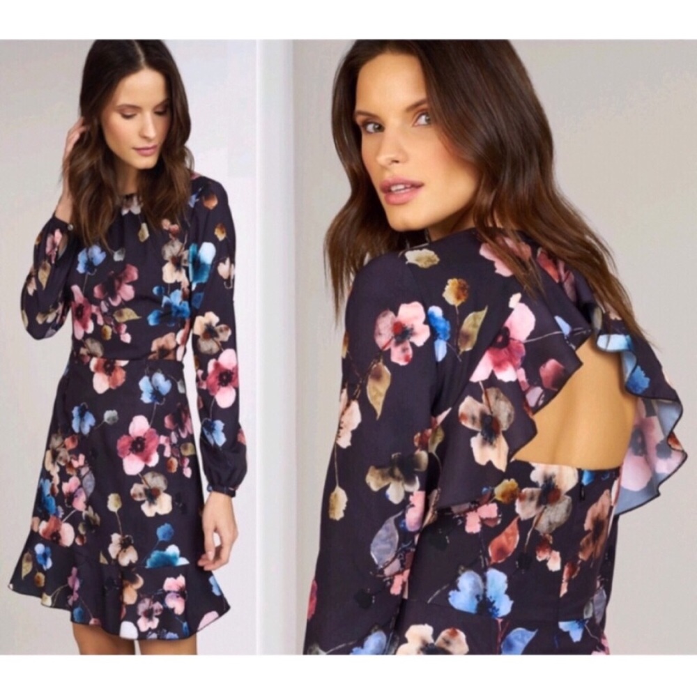 Anthropologie Ruffle Back Cutout Fit & Flare Dress